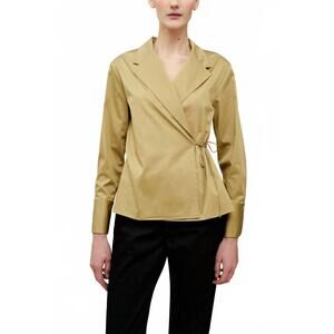 NEW KALLMEYER jennie blouse in cotton sateen khaki
